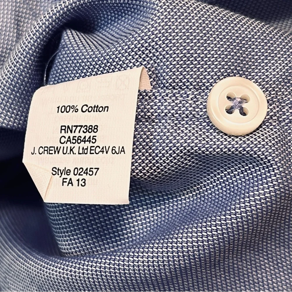 J.CREW Thompson Shirtings 80's 2-Ply Long Sleeve‎ Shirt XL Blue 17-17 1/2 Career